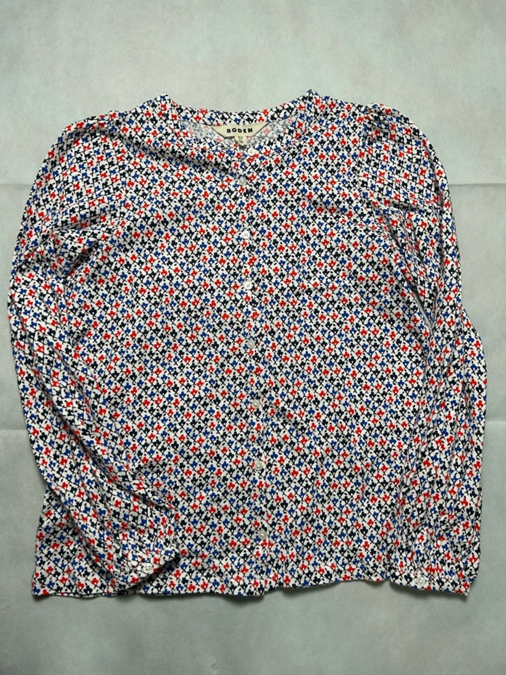 Boden knit cotton long sleeve button up shirt size 6
